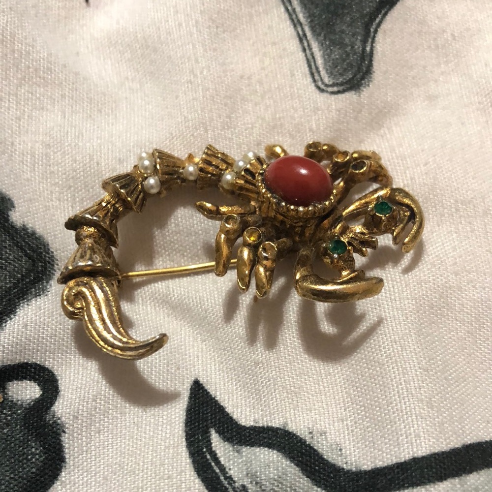Brass scorpion brooch vintage